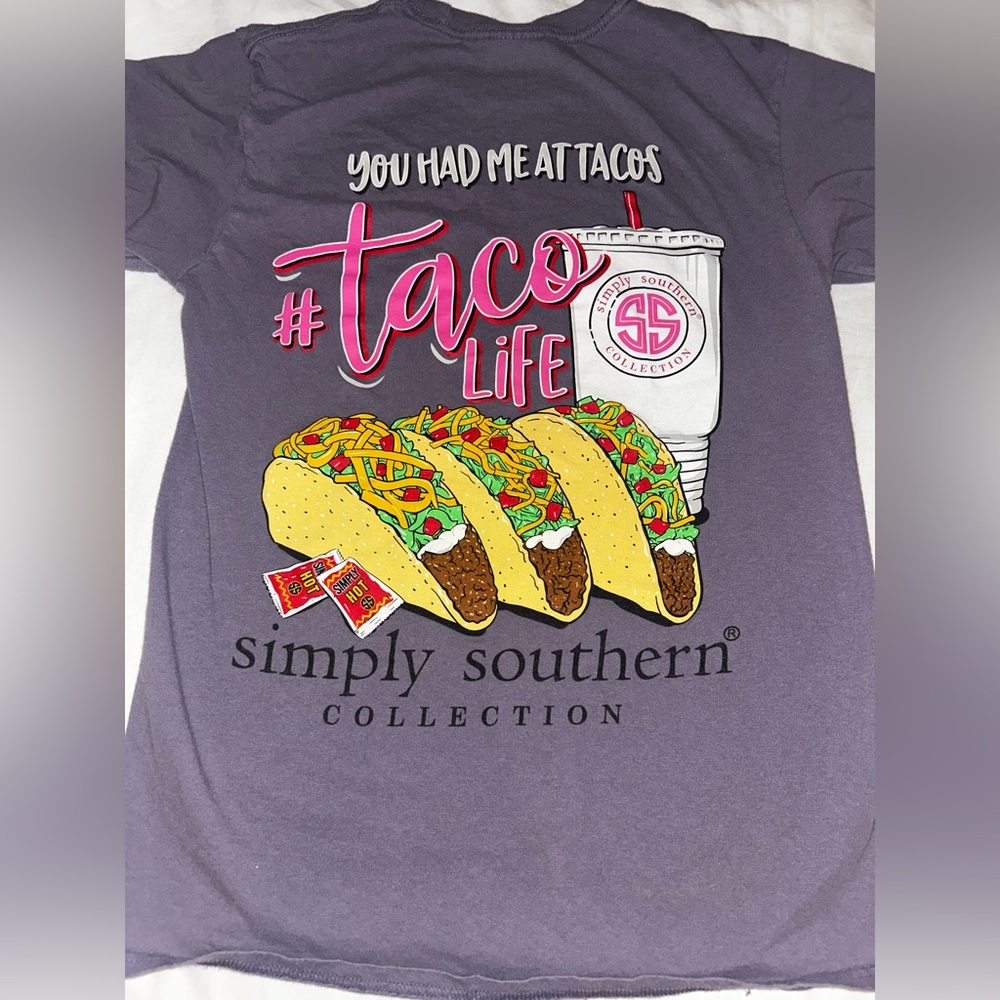 Simply Southern Purple Taco Life Graphic Tee Size S